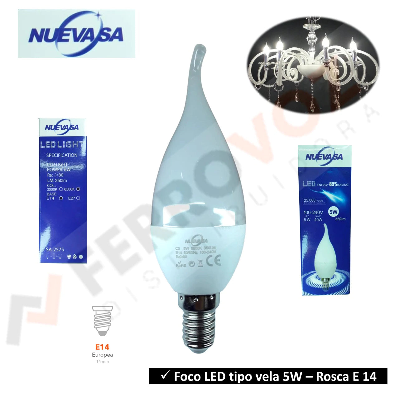 FOCO LED E14 REFRI 5W "LUZ BLANCA " 6500K ALTO LUMEN