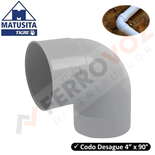 CODO DESAGUE 4" X 90° "MATUSITA"