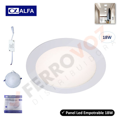 PANEL LED REDONDO 18 W EMPOTRAR
