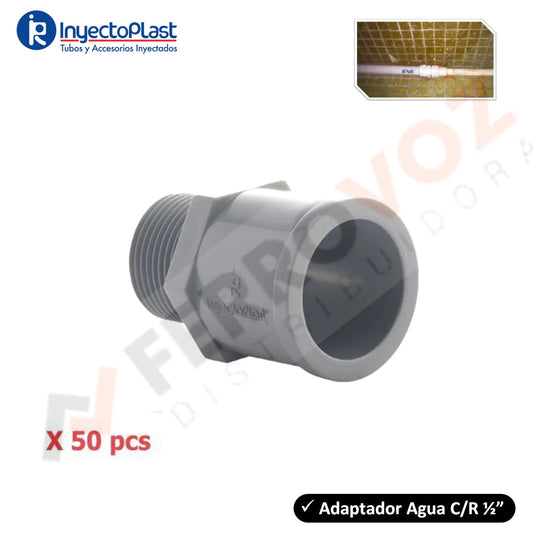 ADAPTADOR AGUA 1/2" PVC ROSCA INYECTADO