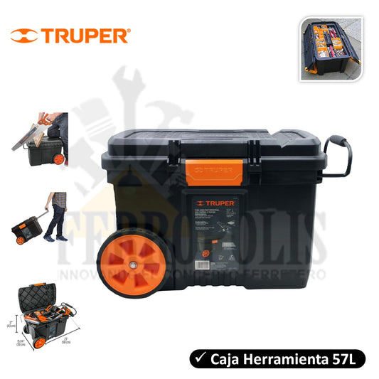 CAJA HERRAMIENTA RUEDA / MANGO TELESCOPICO TRUPER 23"