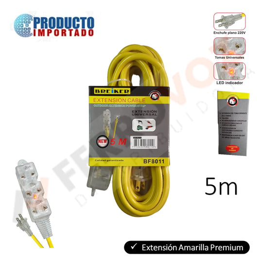 EXTENSION ELECTRICA AMARILLA 5 MT "PREMIUM"