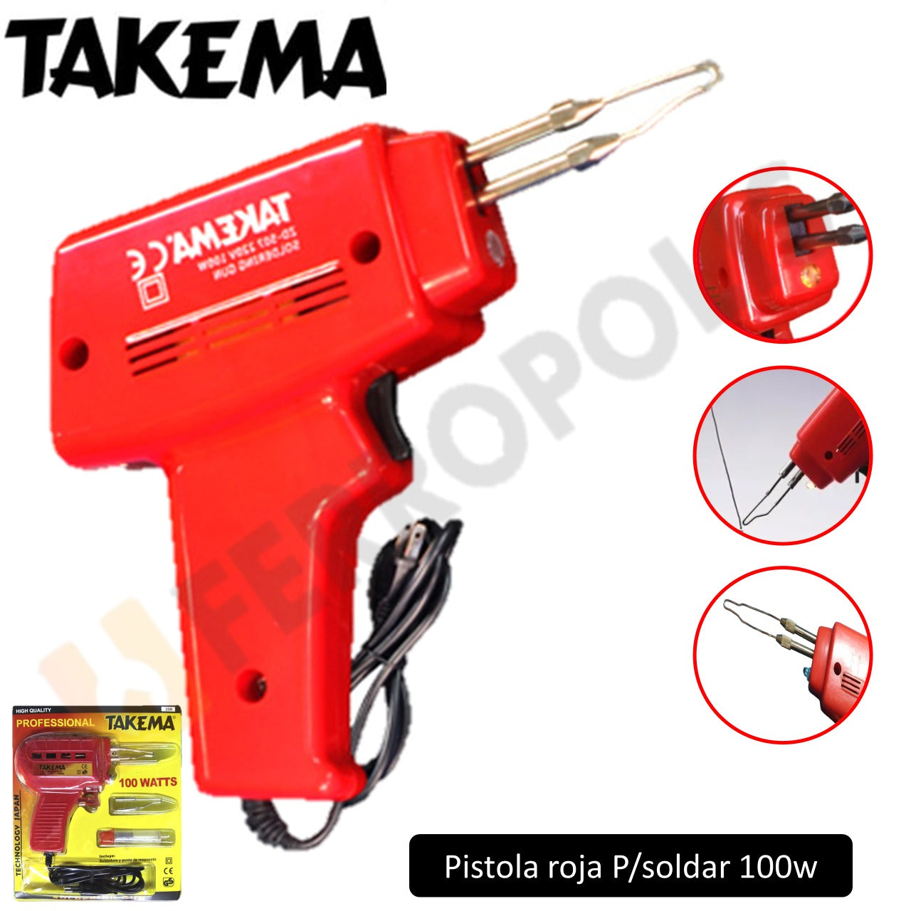 PISTOLA ROJA P/SOLDAR 100W  "TAKEMA
