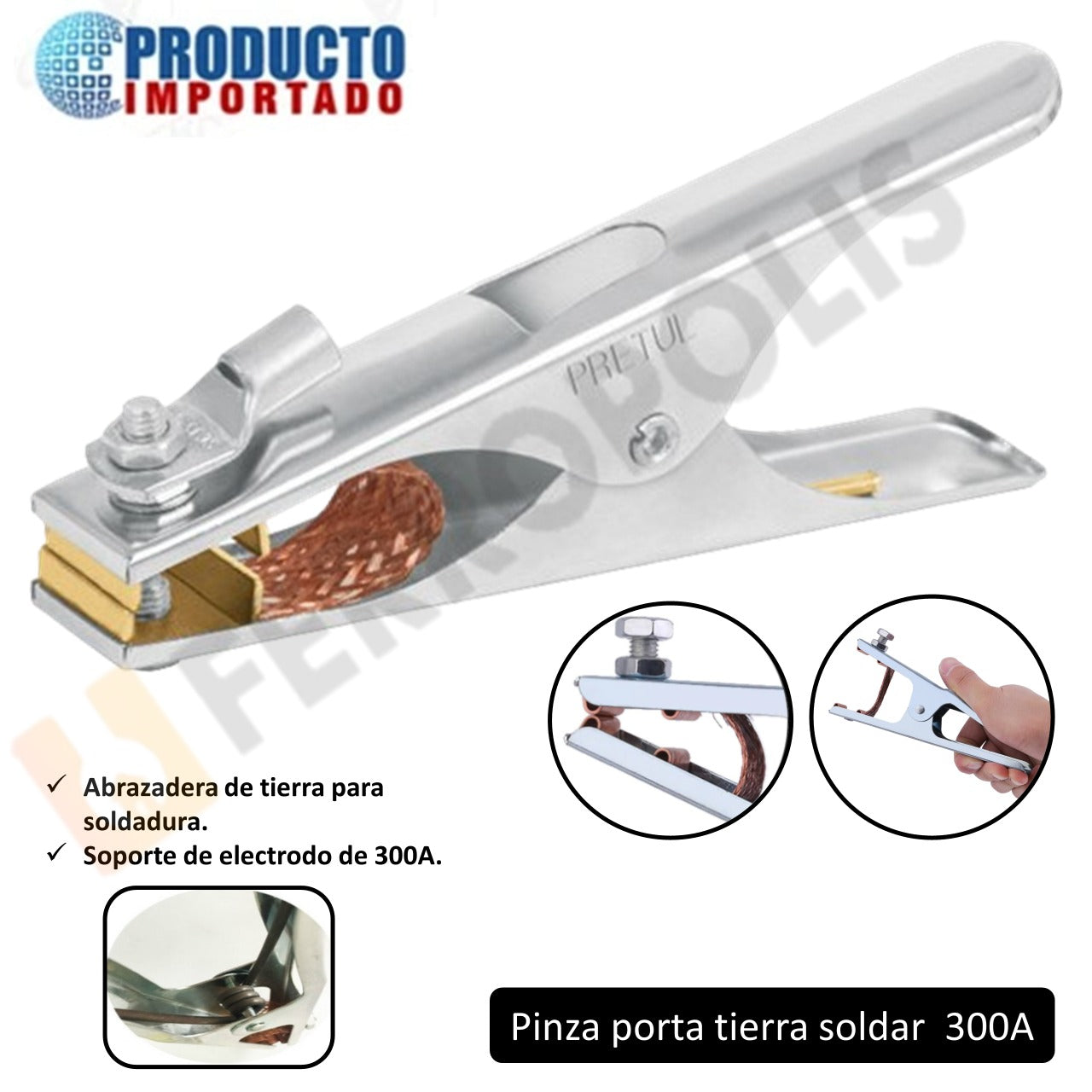 PINZA PORTA TIERRA SOLDAR 300A