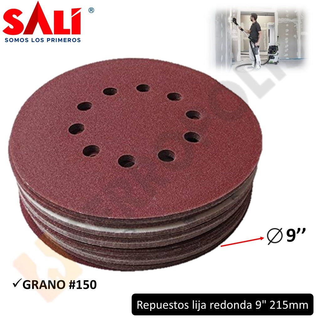 REPUESTOS LIJA REDONDA 9" 215mm GRANO #150 uso rudo certificada