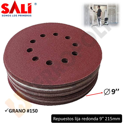 REPUESTOS LIJA REDONDA 9" 215mm GRANO #150 uso rudo certificada