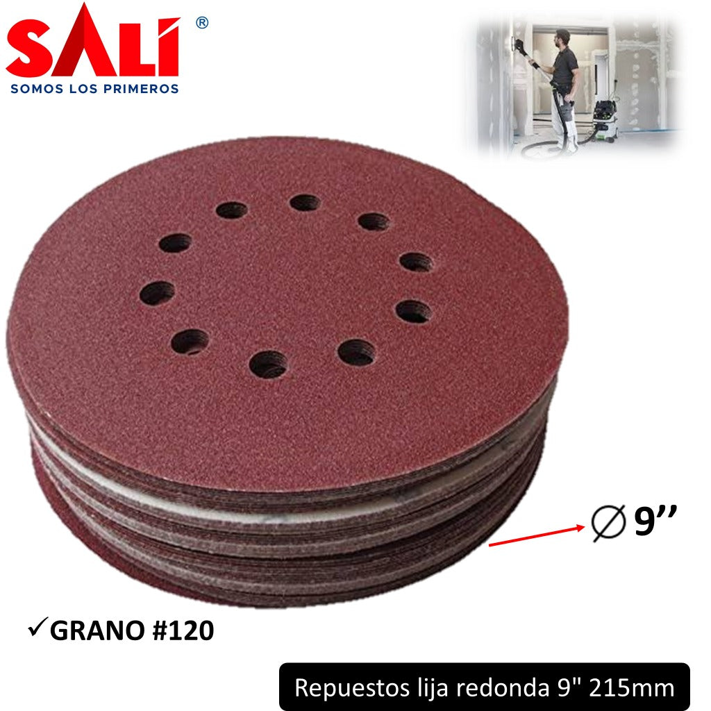 REPUESTOS LIJA REDONDA 9" 215mm GRANO #120 uso rudo certificada