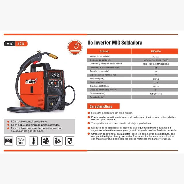 INVERSORA SOLDAR MIG-120 "REDBO"