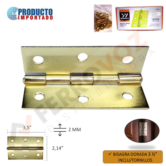BISAGRA ALUMINIZADA SIMPLE 3.5" DORADA ( X PAR )