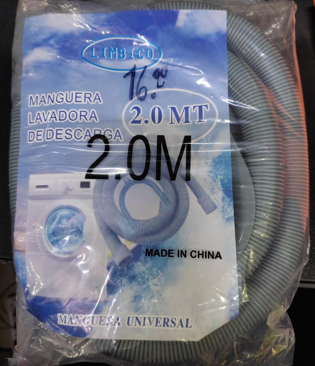 MANGUERA DE LAVADORA DE SALIDA 2.0 MTS