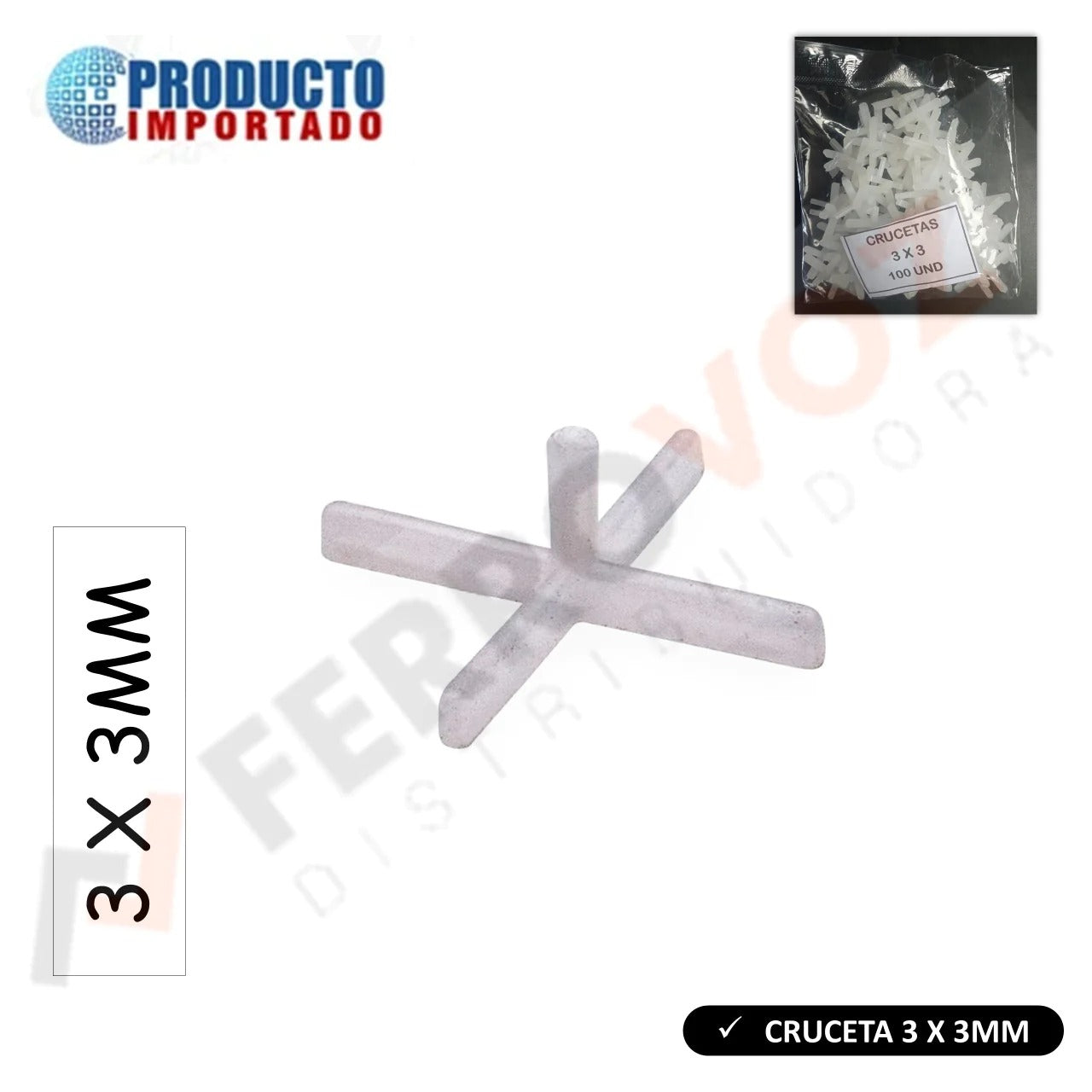 CRUCETA MAYOLICA  3 MM. ( 100PCS )