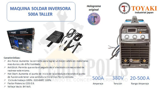 MAQUINA SOLDAR INVERSORA 500A TALLER "TOYAKI JAPAN"