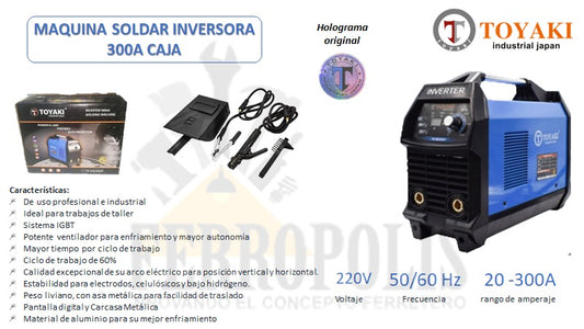 MAQUINA SOLDAR INVERSORA 300A CAJA " TOYAKI"