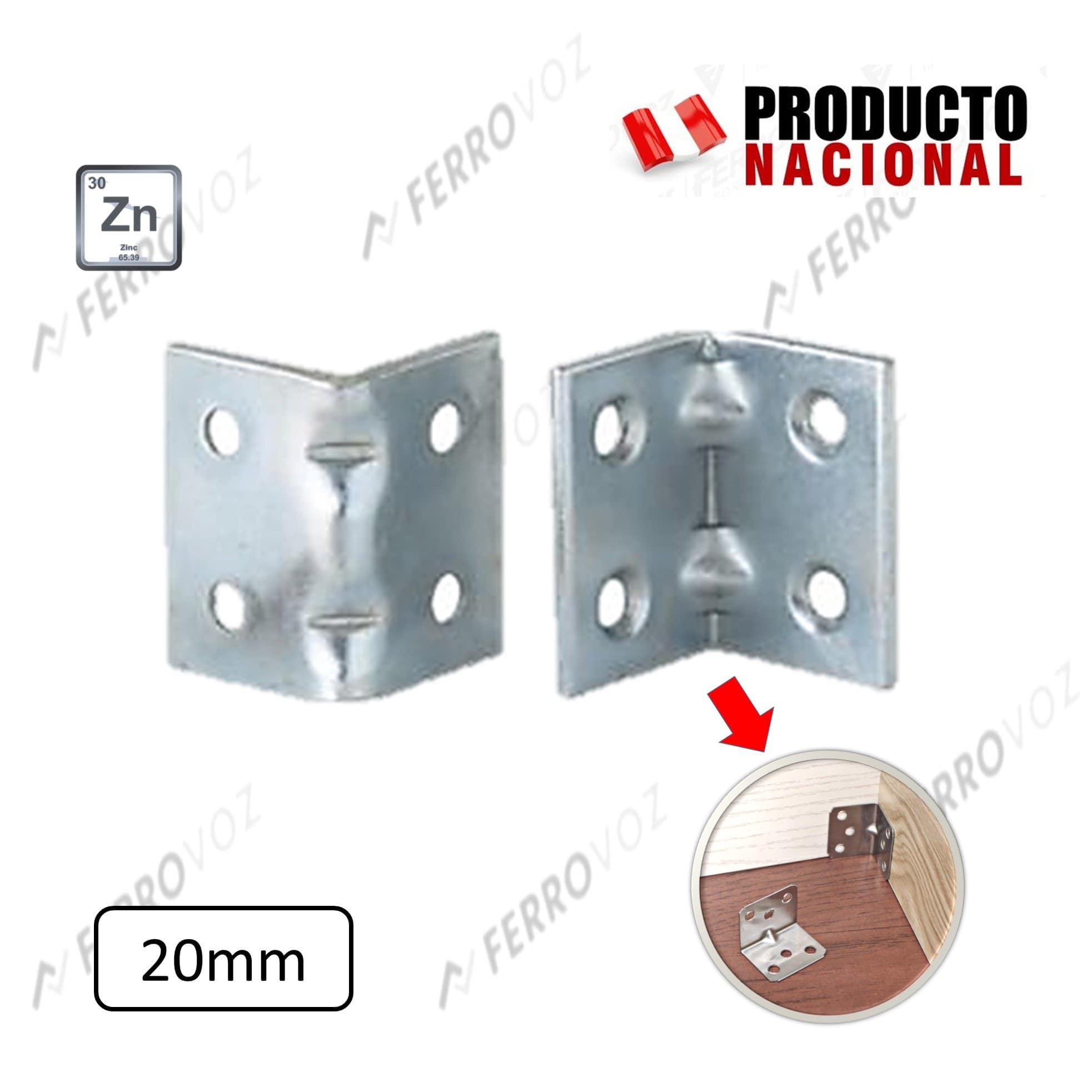 ANGULO DOBLE METAL 20MM (NO INC. TORNILLOS) – Ferropolis PERU