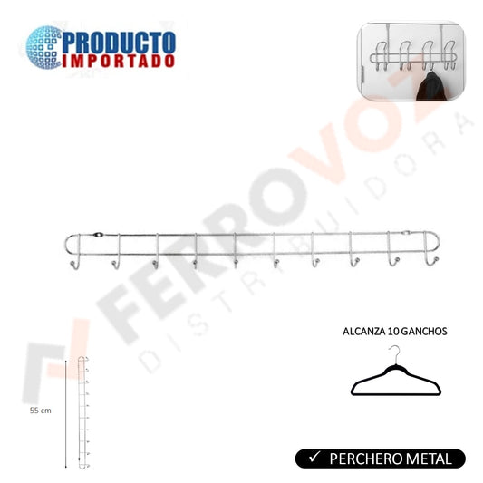PERCHERO METAL ACERO INOX.  55CM
