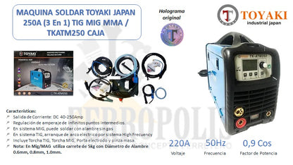 MAQUINA SOLDAR TOYAKI JAPAN 250A  (3 En 1) TIG MIG MMA / TKATM250