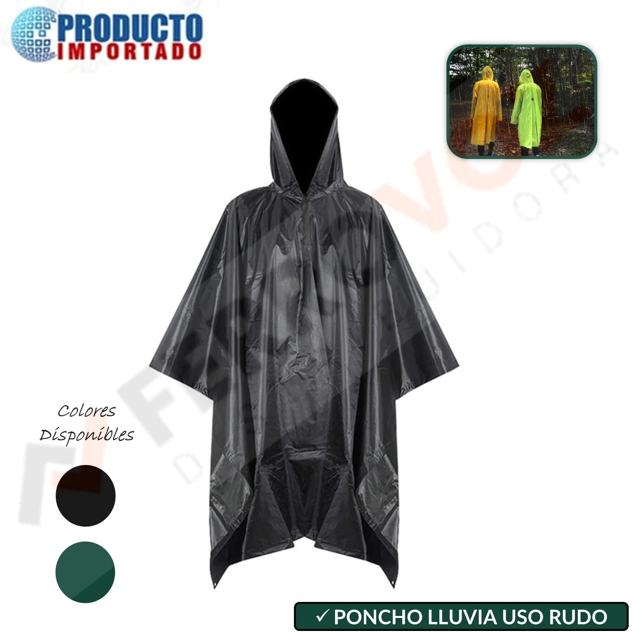 PONCHO LLUVIA POLIETILENO USO RUDO INC. MALETA