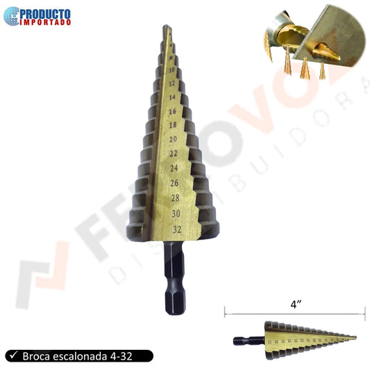 BROCA ESCALONADA Co HSS 4 - 32 mm