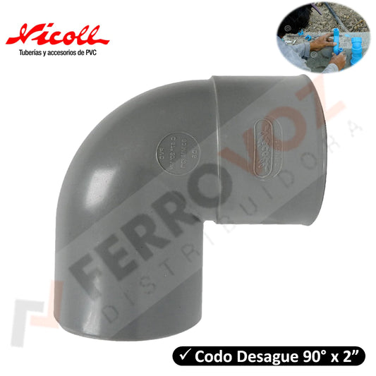 CODO DESAGUE 2" X 90° "NICOLL"