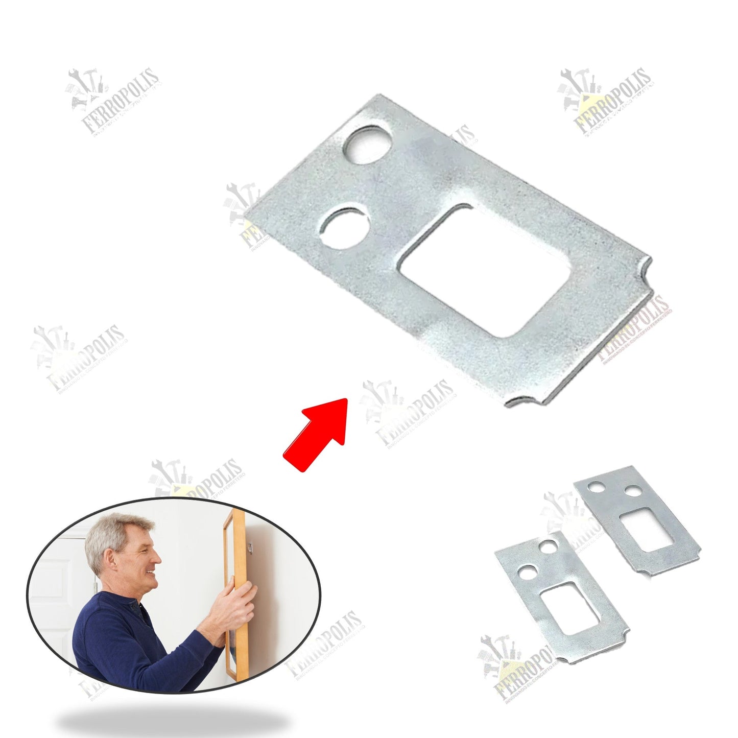 COLGADOR RECTANGULAR GRANDE 3 1/2"  INC. TORNILLOS ( X UNIDAD )