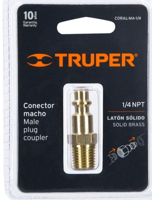 ADAPTADOR BRONCE ESPIGA MACHO  1/4" "TRUPER"
