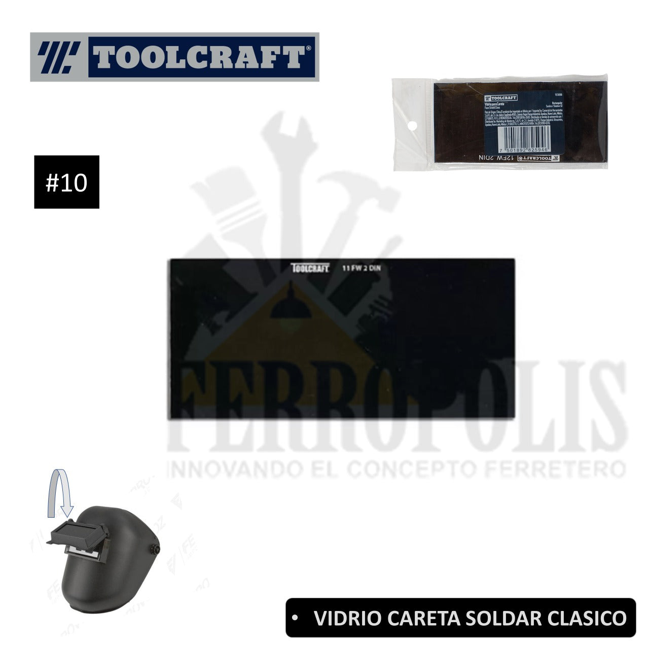 VIDRIO CARETA SOLDAR CLASICO #10