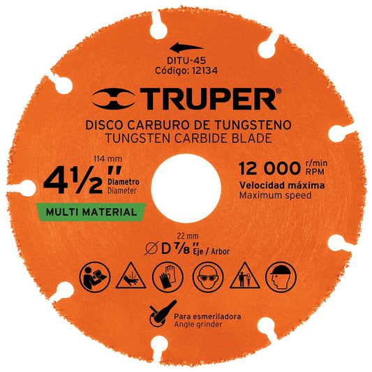 DISCO CORTE CARBURO MULTIFUNCIONAL 4 1/2" "TRUPER"