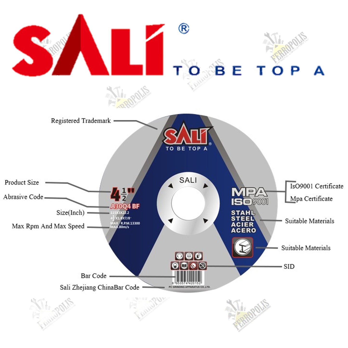 PACK DISCO CORTE METAL 4 1/2"  certificado  (50PCS)