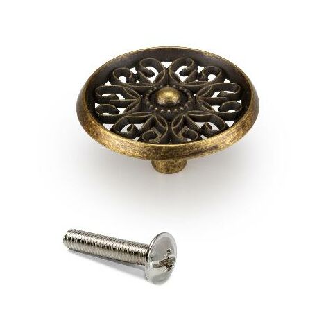 TIRADOR BOTON DORADO ANTIGUO  inc. tornillos