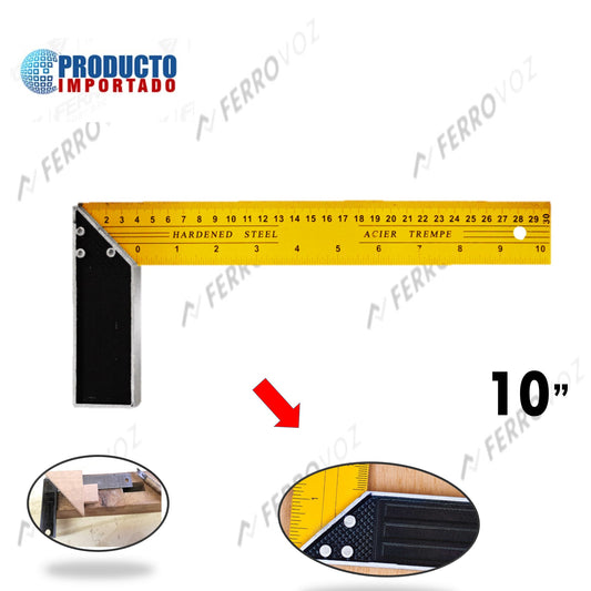 ESCUADRA ALUMINIO 10"  AMARILLO
