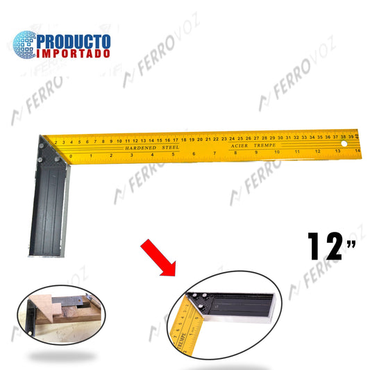ESCUADRA ALUMINIO 12"  AMARILLO