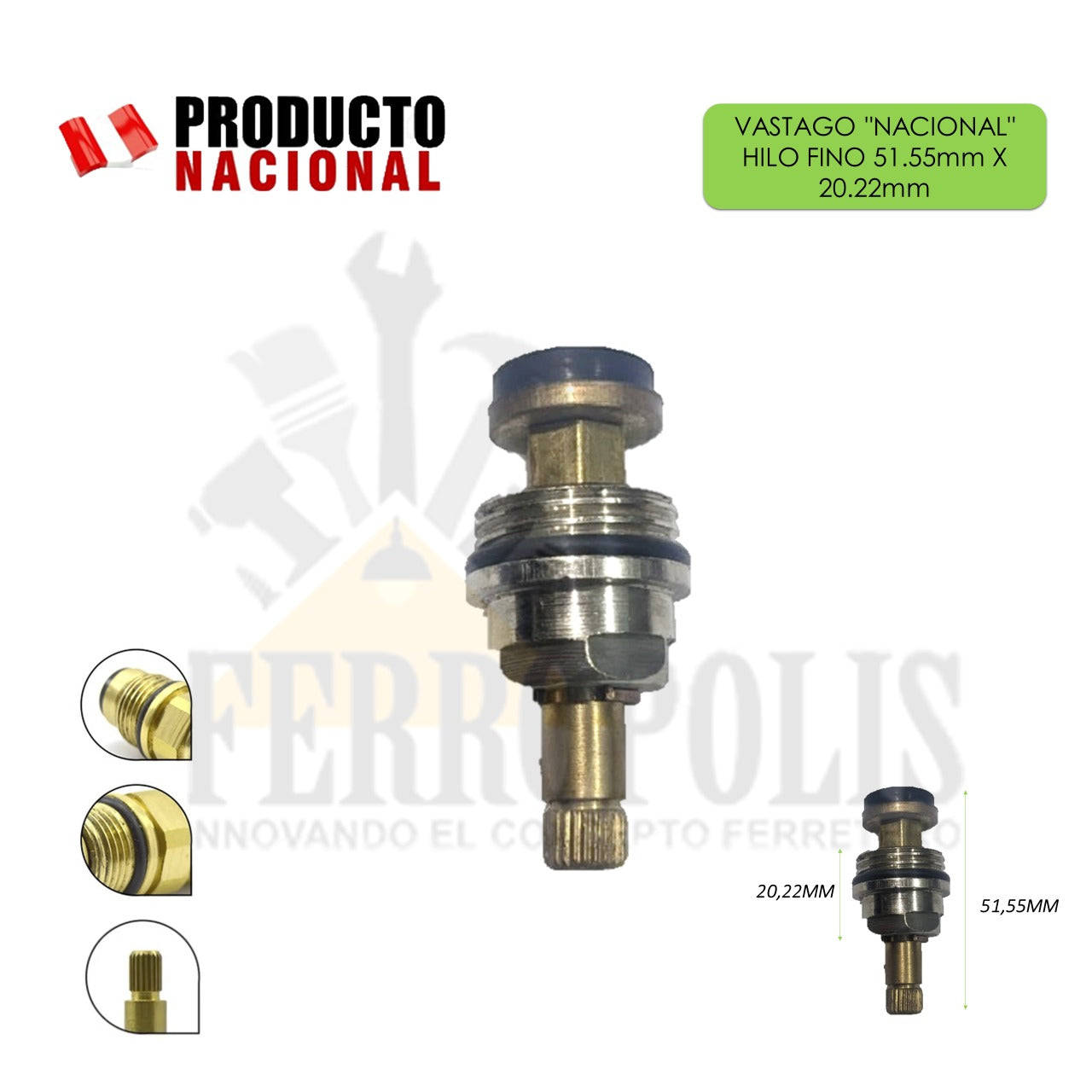 VASTAGO "NACIONAL" HILO FINO  51.55mm X 20.22mm