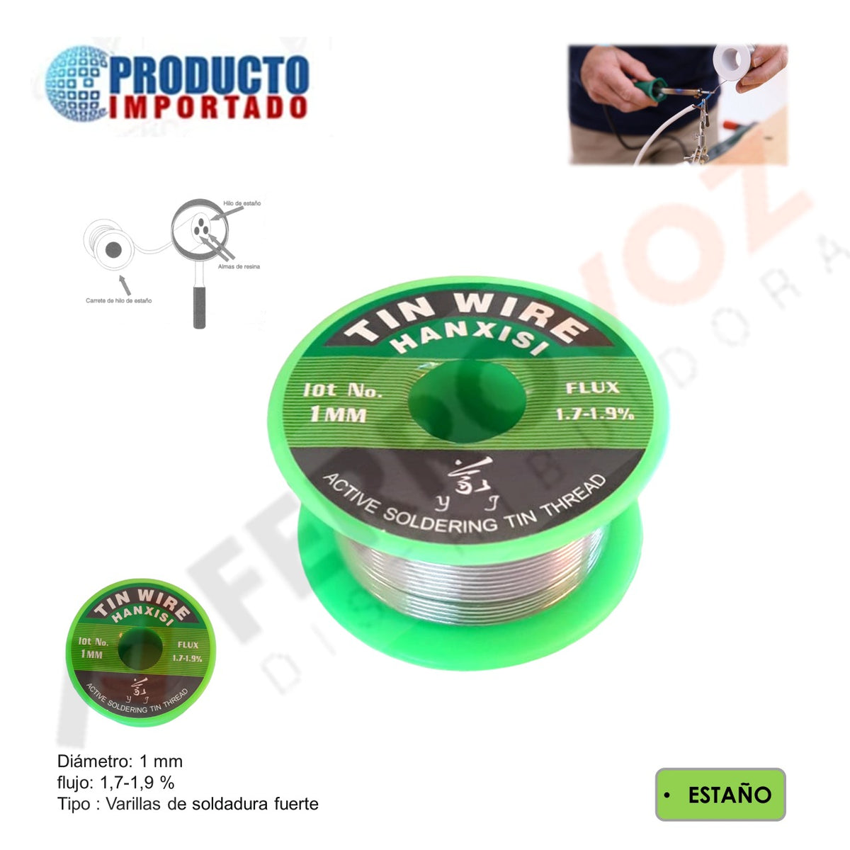 ROLLO ESTAÑO SOLDAR 5mts X 1mm