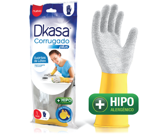 GUANTE JEBE LAVAR CORRRUGADO (TALLA M) "DKASA"