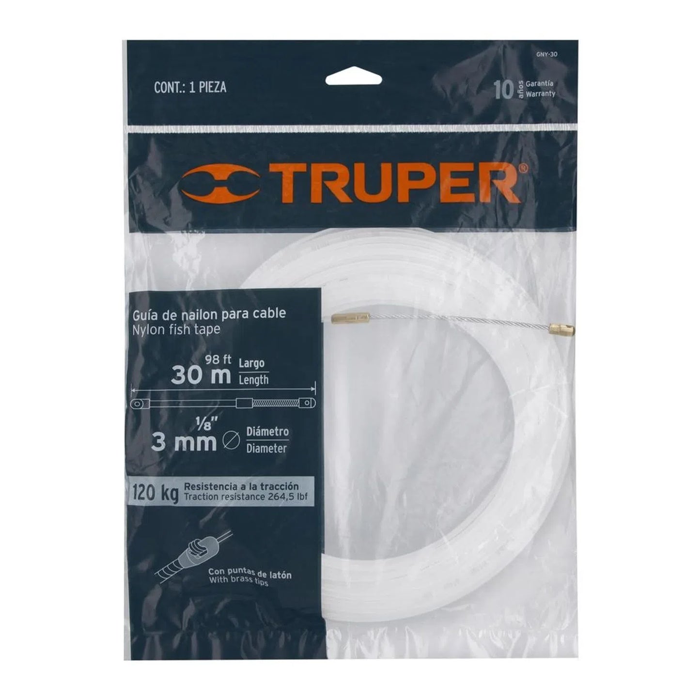WINCHA PASACABLE PLASTICO BLANCO 30 MTS "TRUPER"