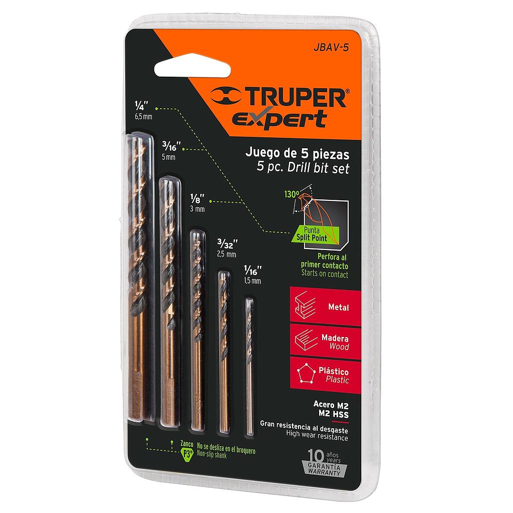 JUEGO BROCA METAL HSS (5 PCS) "TRUPER"