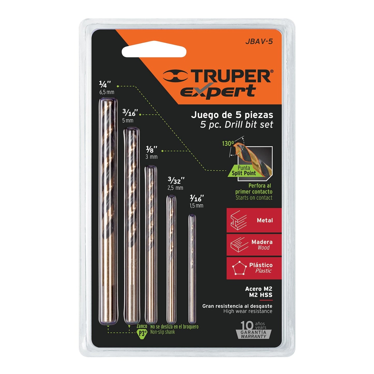 JUEGO BROCA METAL HSS (5 PCS) "TRUPER"