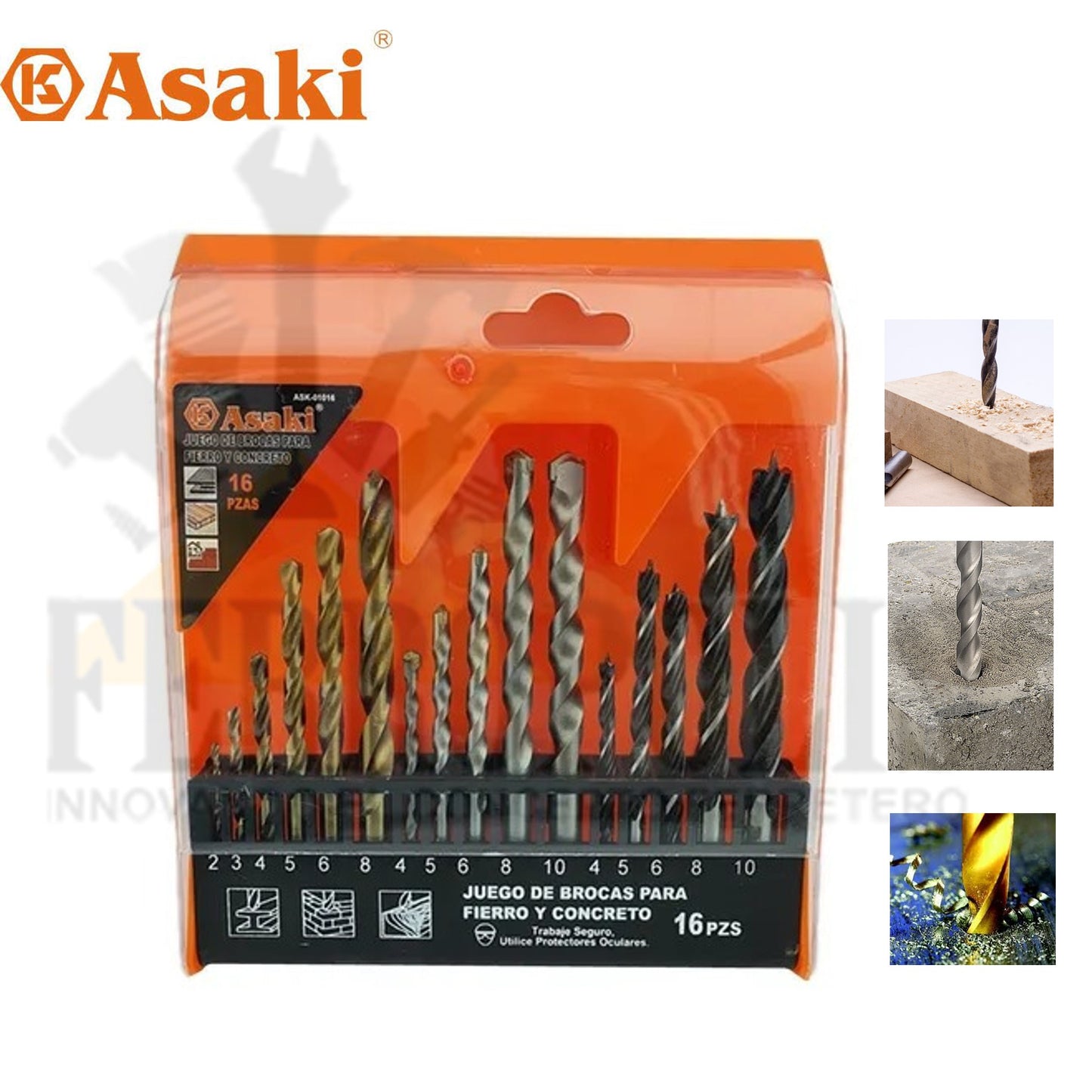 JUEGO DE BROCAS P.FIERRO Y CONCRETO 16 PZAS