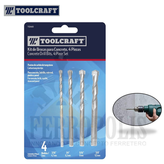 JUEGO BROCA CONCRETO 4 PZAS "TOOLCRAFT"