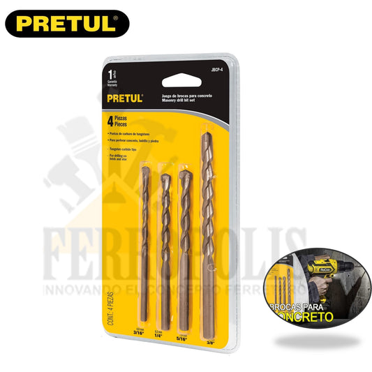 JUEGO BROCA CONCRETO 4 PZAS "PRETUL"