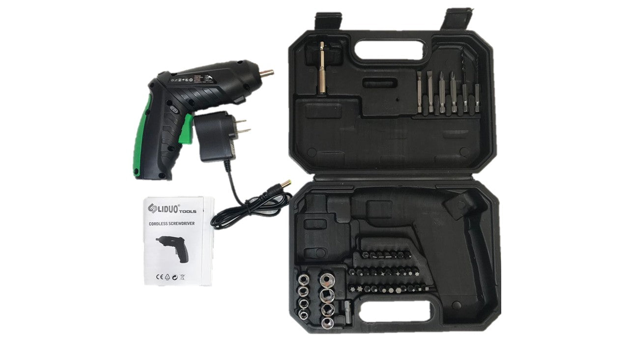 KIT TALADRO INALAMBRICO 3.6V 1300mAh  10 Nm + 45PCS (MALETA)