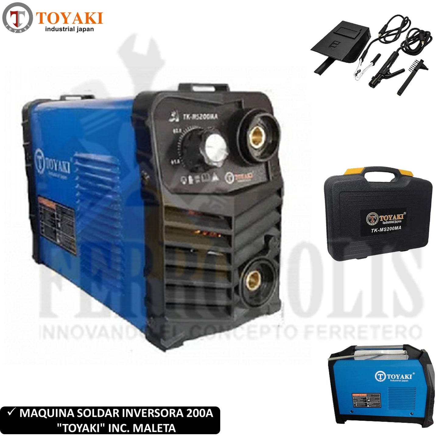 MAQUINA SOLDAR INVERSORA 200A "TOYAKI" INC. MALETA