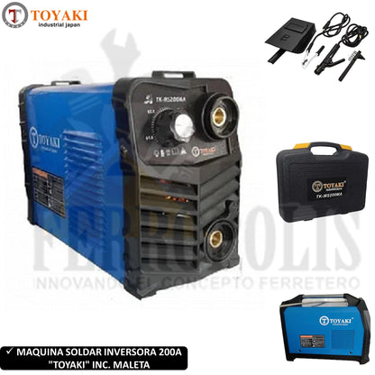 MAQUINA SOLDAR INVERSORA 200A "TOYAKI" INC. MALETA