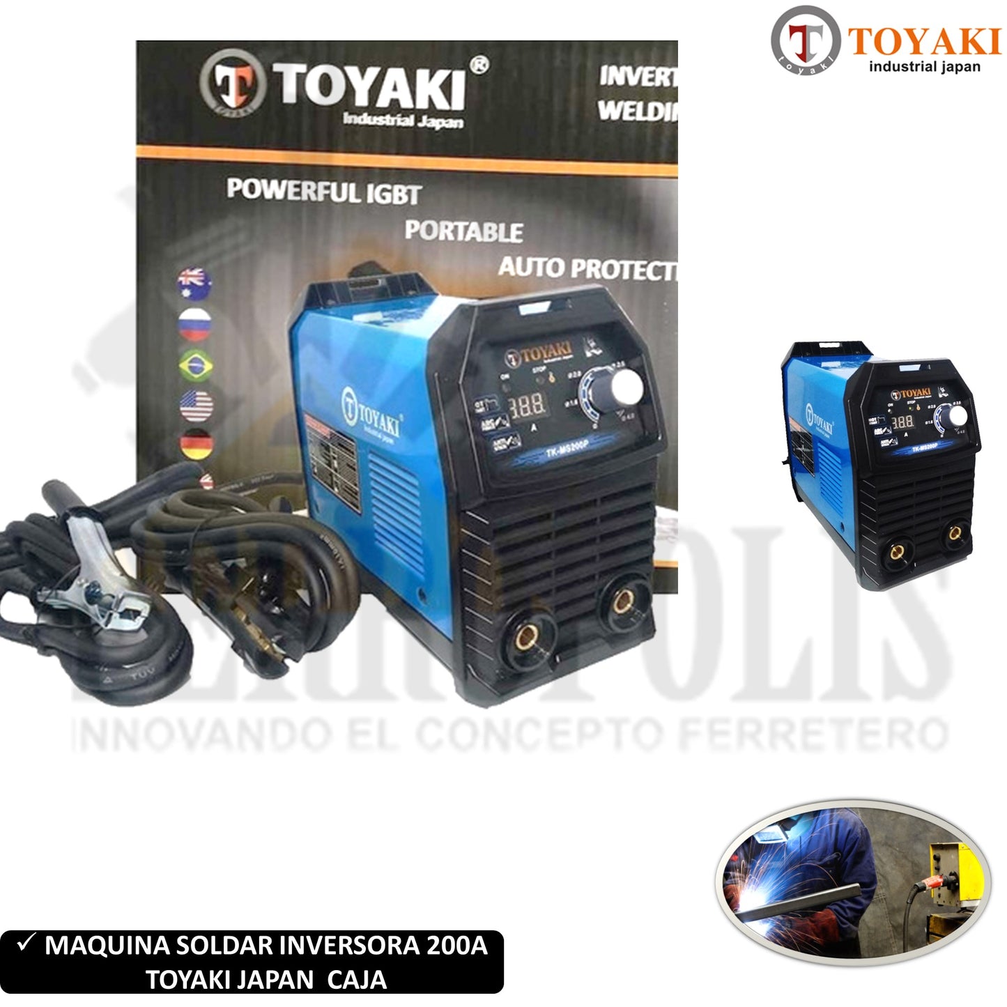MAQUINA SOLDAR INVERSORA 200A TOYAKI JAPAN CICLO 80% USO RUDO