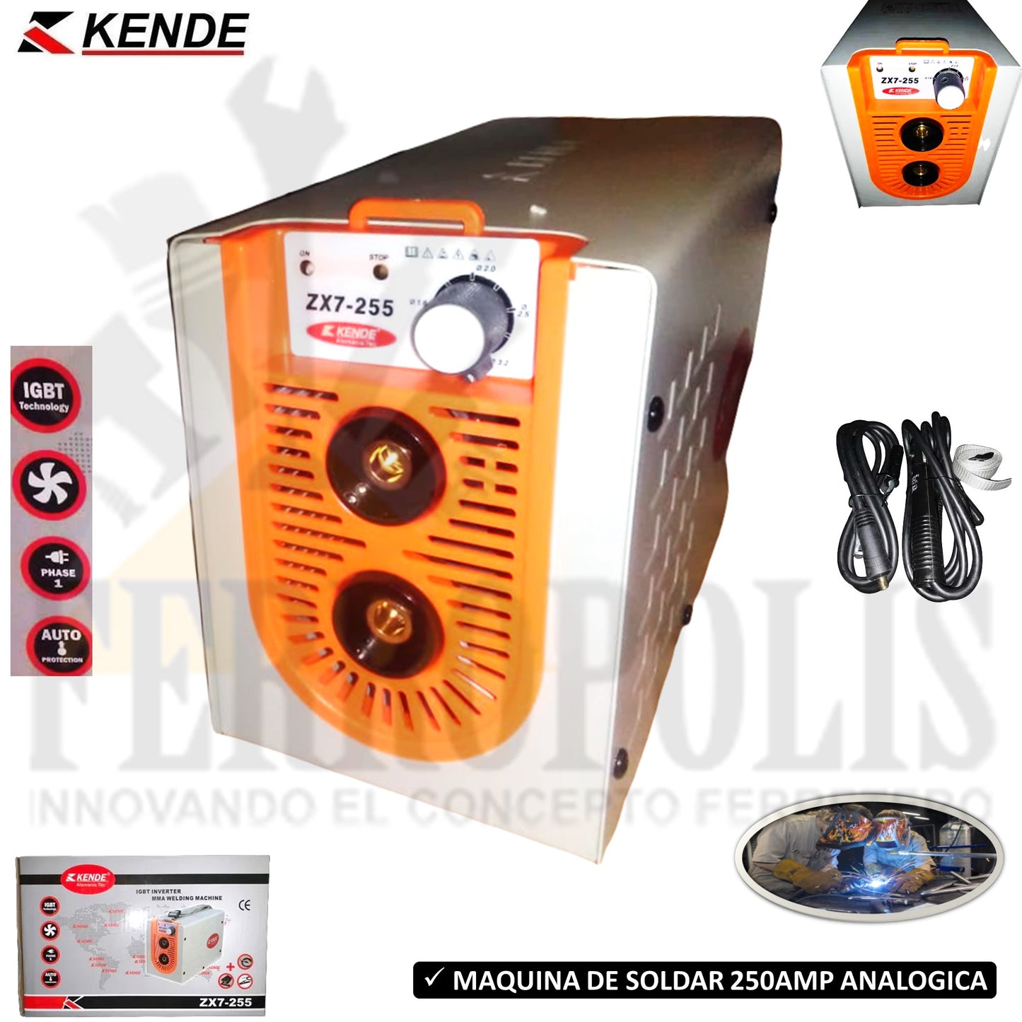 MAQUINA SOLDAR 255AMP ANALOGICA "KENDE"