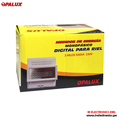 MEDIDOR ENERGIA MONOFASICO DIGITAL PARA RIEL "OPALUX"
