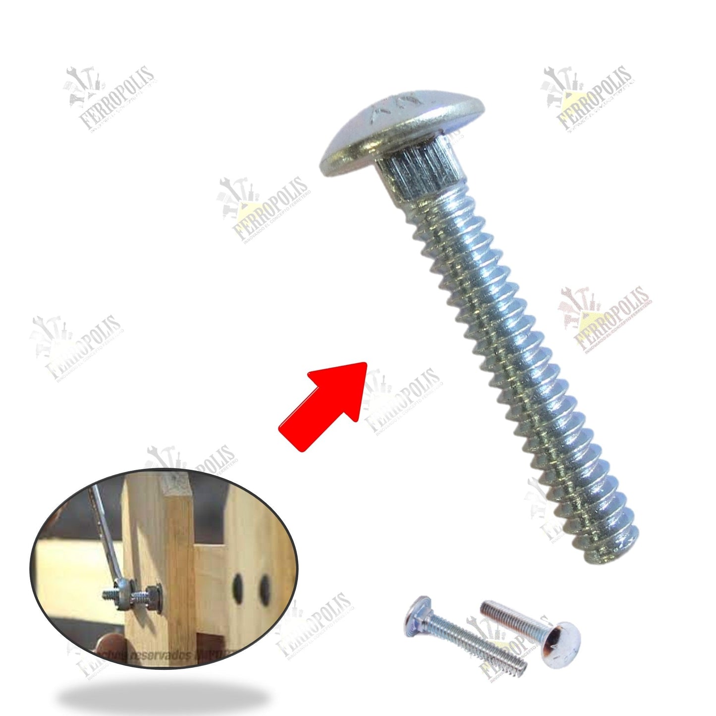 PERNO COCHE 1/4" X 2 1/2" C/T  ( X UND )