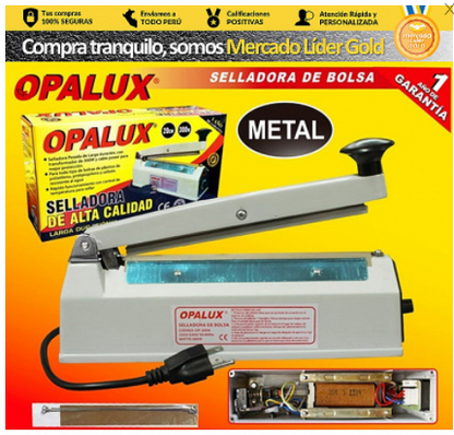SELLADORA BOLSA 20CM 300W "OPALUX" cuerpo metálico PREMIUM