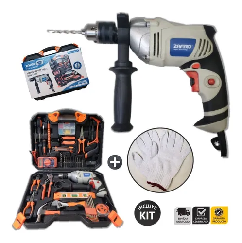 Kit Taladro Percutor 650w 158 Pcs Zafiro Uso Rudo